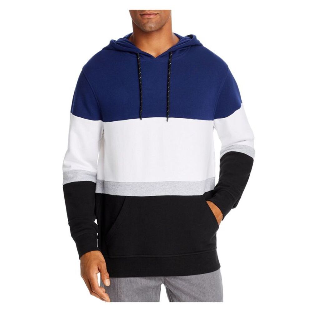 NWT Pacific and Park Mens Navy Color Block Classic Fit Draw String Sweater S